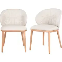 Set of 2 Dining Chairs with Ruched Back - Cream