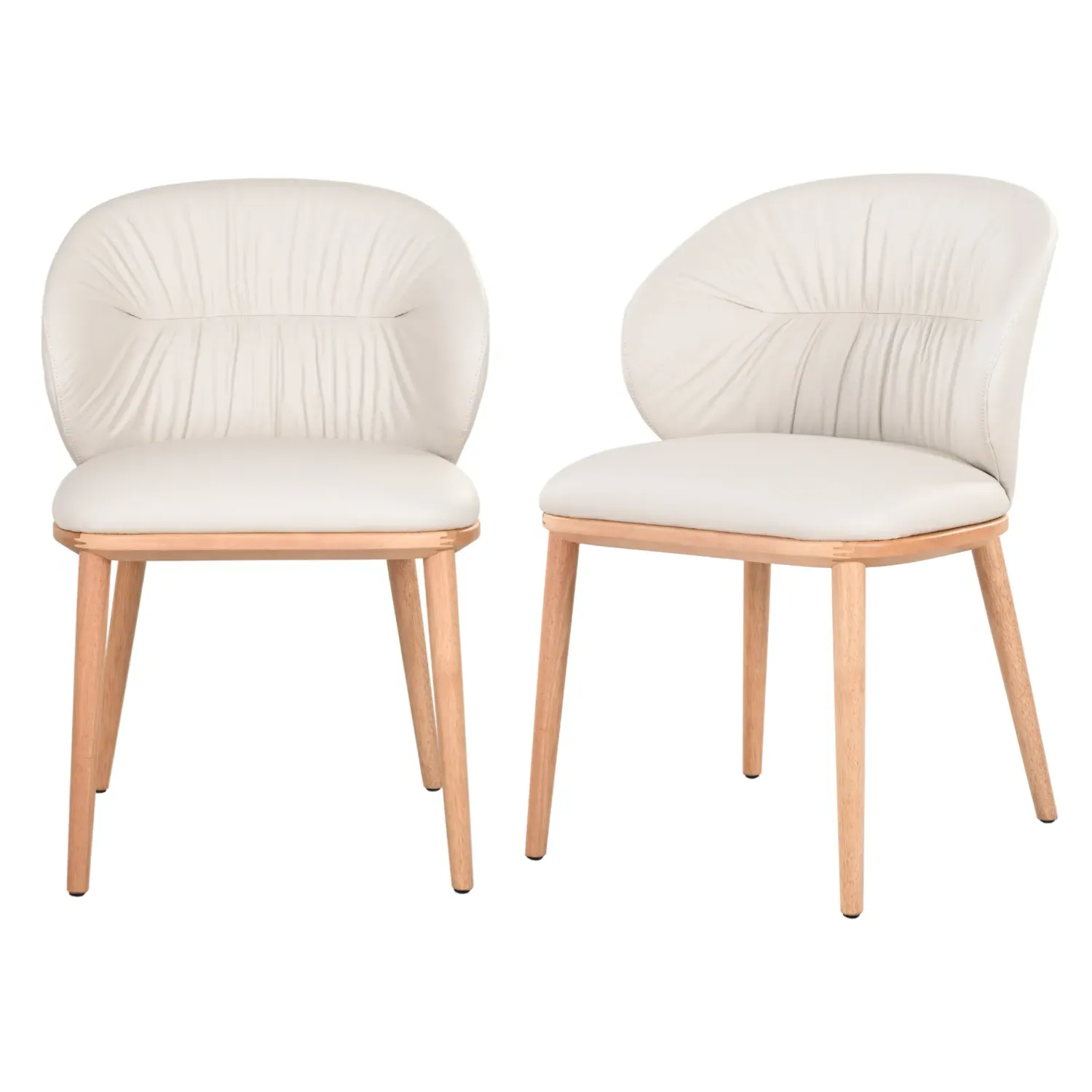 Set of 2 Dining Chairs with Ruched Back - Cream image
