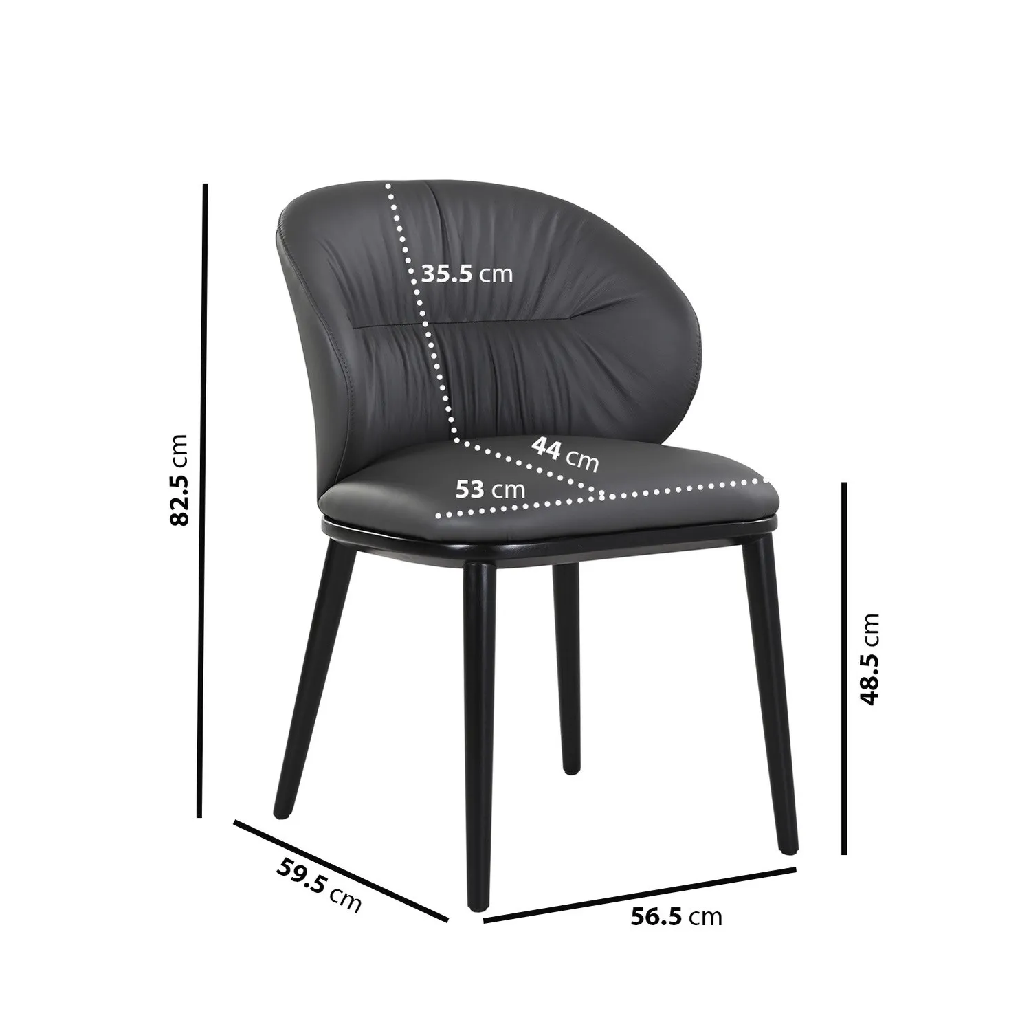 Set of 2 Dining Chairs with Ruched Back - Grey