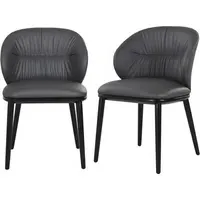 Set of 2 Dining Chairs with Ruched Back - Grey