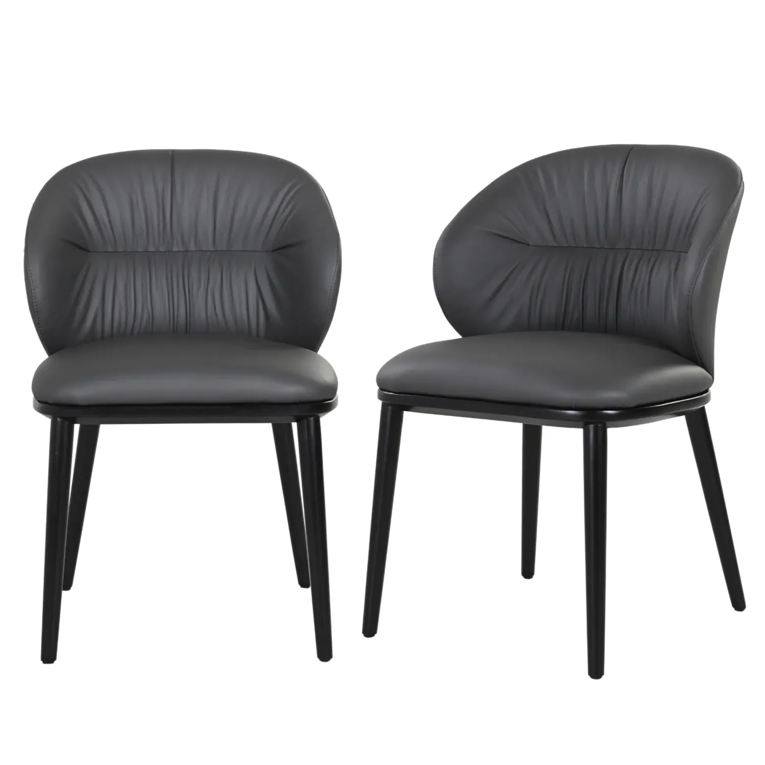 Set of 2 Dining Chairs with Ruched Back - Grey image