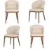 Set of 4 Dining Chairs with Ruched Back - Beige