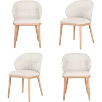 Set of 4 Dining Chairs with Ruched Back - Cream