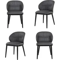 Set of 4 Dining Chairs with Ruched Back - Grey