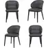 Set of 4 Dining Chairs with Ruched Back - Grey