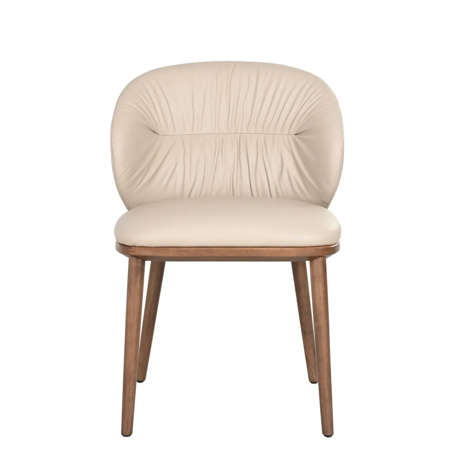 Set of 6 Dining Chairs with Ruched Back - Beige