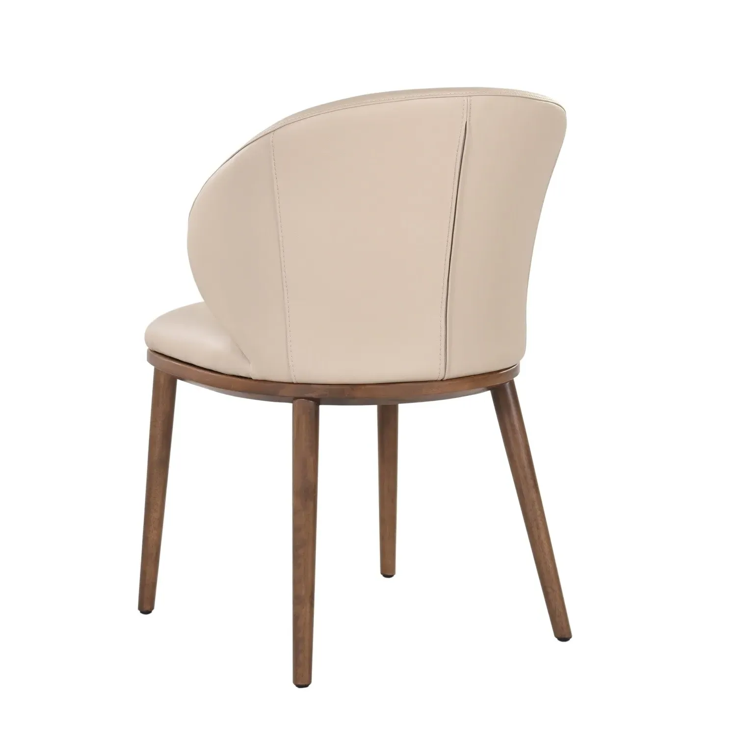 Set of 6 Dining Chairs with Ruched Back - Beige