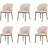 Set of 6 Dining Chairs with Ruched Back - Beige