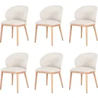 Set of 6 Dining Chairs with Ruched Back - Cream
