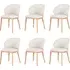 Set of 6 Dining Chairs with Ruched Back - Cream