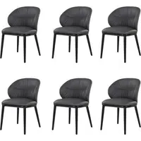 Set of 6 Dining Chairs with Ruched Back - Grey