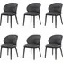 Set of 6 Dining Chairs with Ruched Back - Grey
