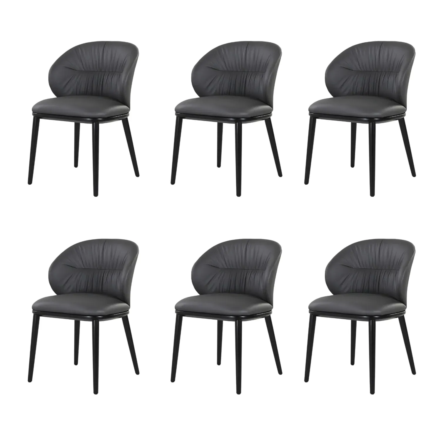 Set of 6 Dining Chairs with Ruched Back - Grey image