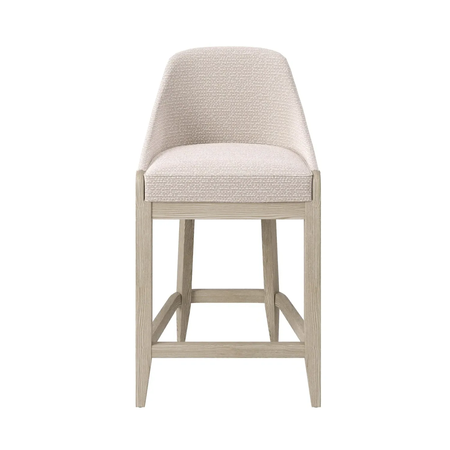 Set of 2 Counter Stools with Back - Beige, Fabric