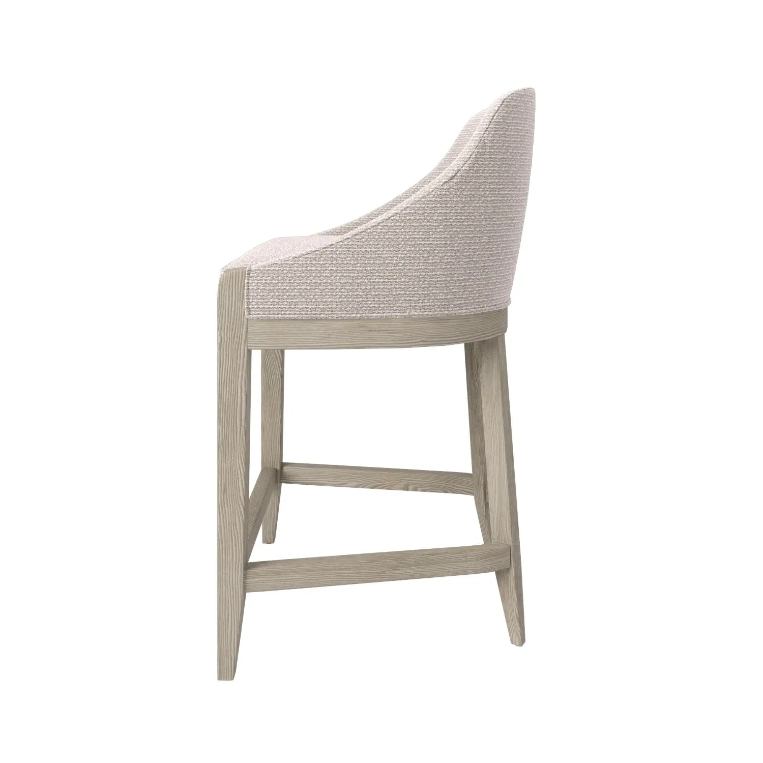 Set of 2 Counter Stools with Back - Beige, Fabric
