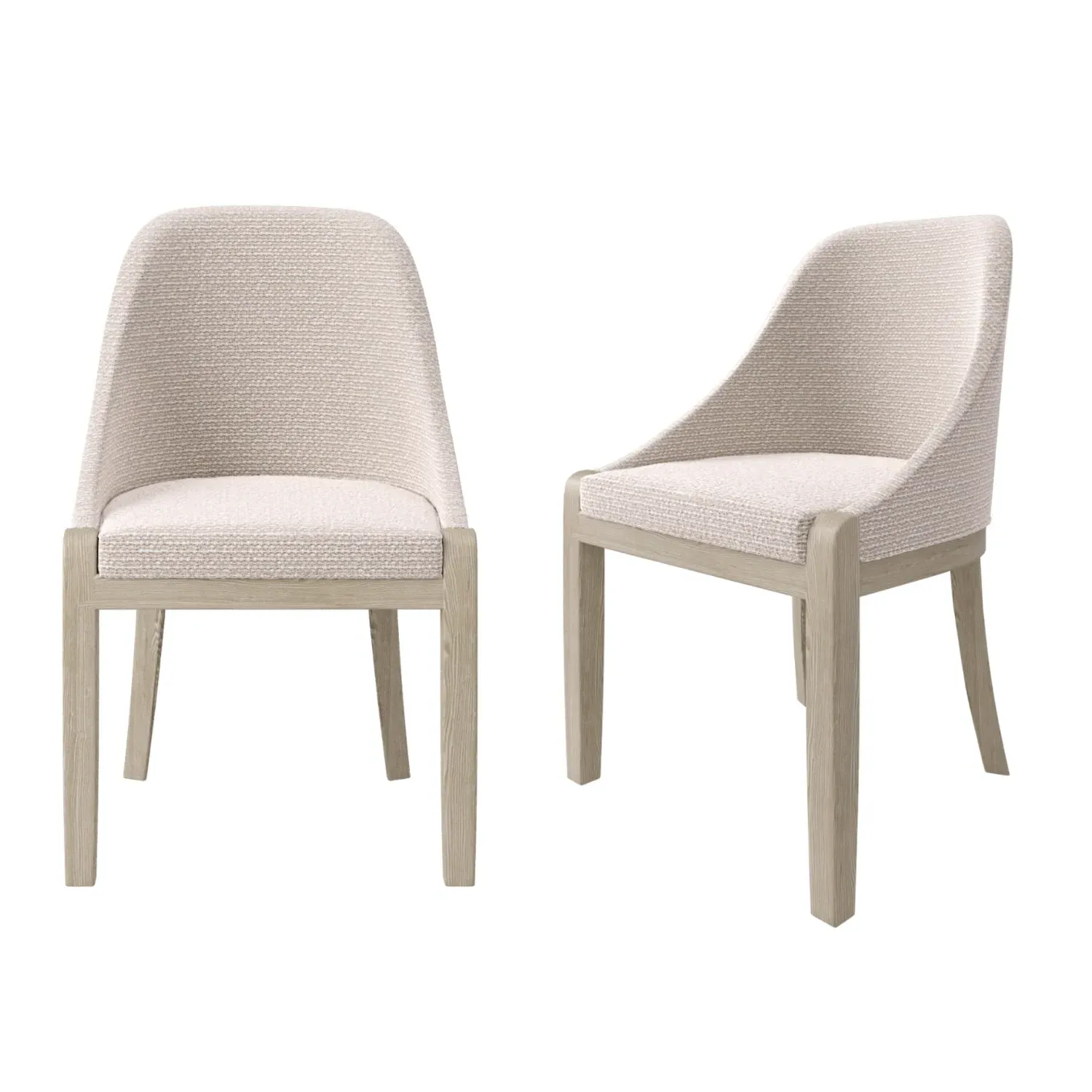 Set of 2 Curved Dining Chairs - Beige, Fabric image