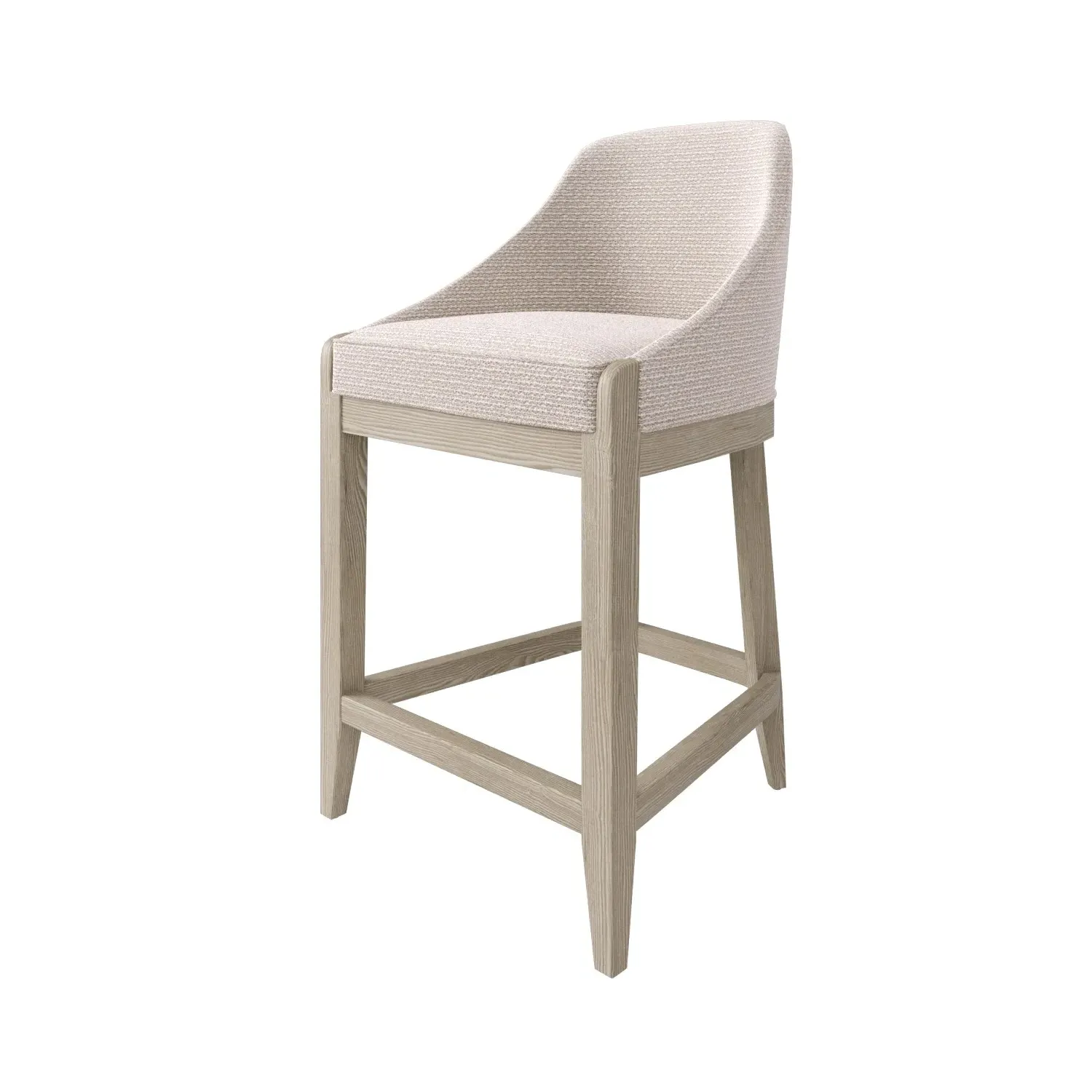 Set of 4 Counter Stools with Back - Beige, Fabric
