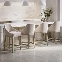 Set of 4 Counter Stools with Back - Beige, Fabric