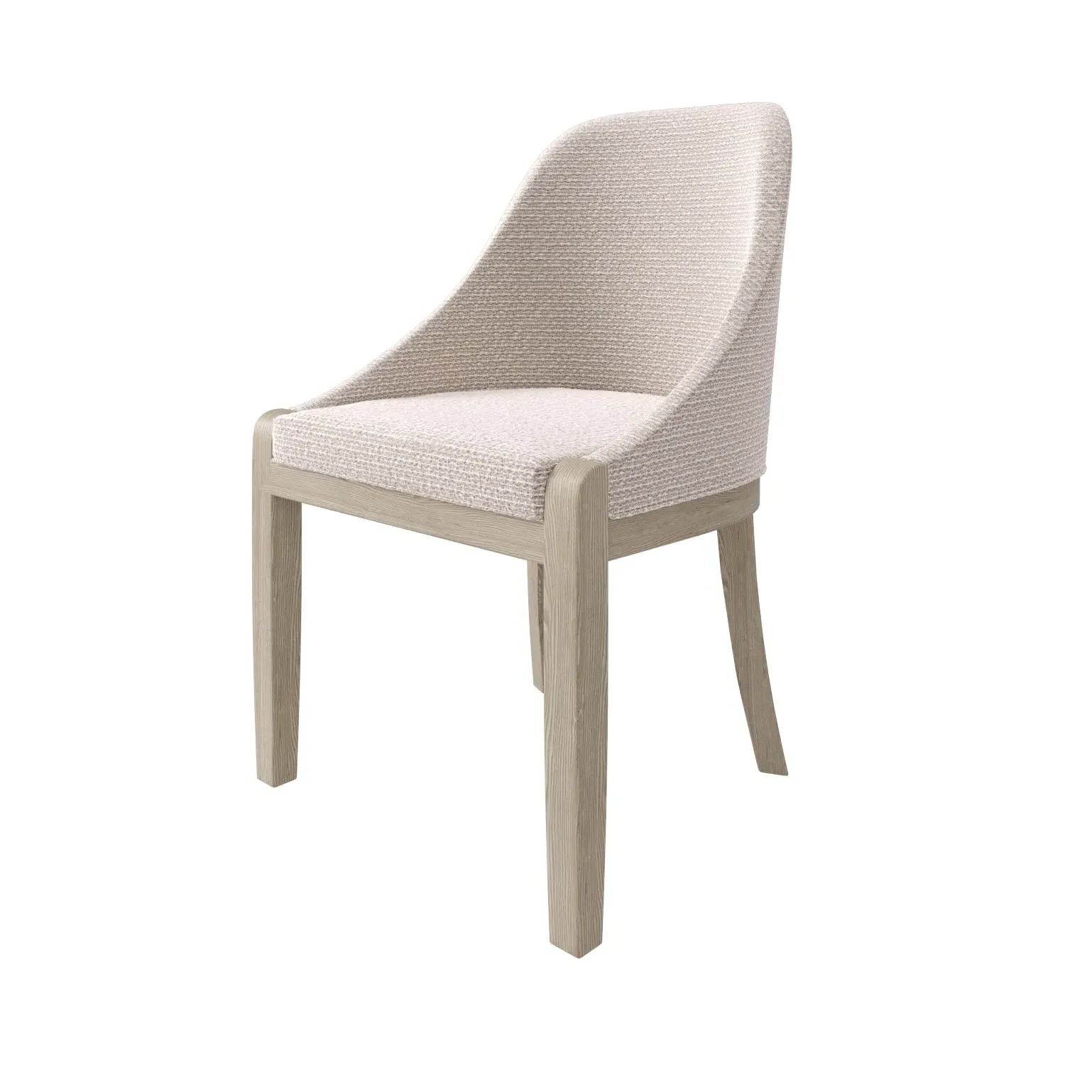 Set of 4 Curved Dining Chairs - Beige, Fabric