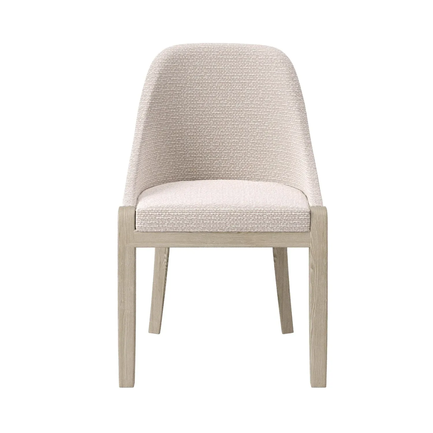 Set of 4 Curved Dining Chairs - Beige, Fabric