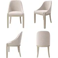 Set of 4 Curved Dining Chairs - Beige, Fabric