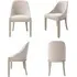 Set of 4 Curved Dining Chairs - Beige, Fabric