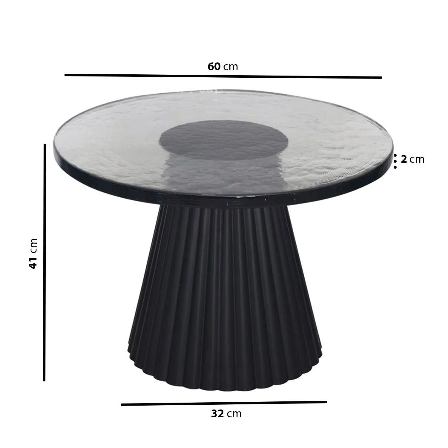 Round Nest of 2 Tables - Black, Cast Glass