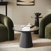 Round Nest of 2 Tables - Black, Cast Glass