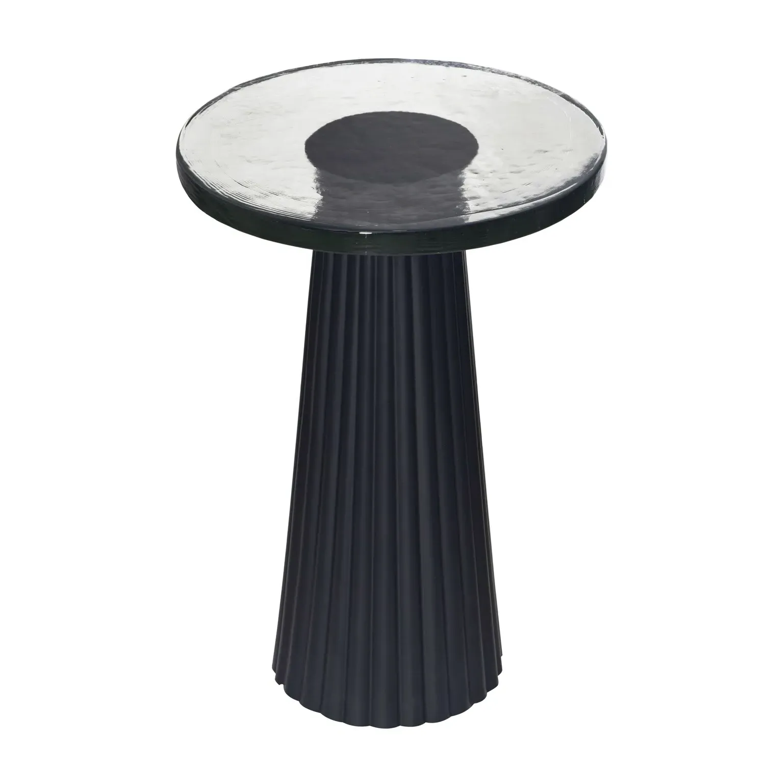 Round Side Table - Black, Cast Glass