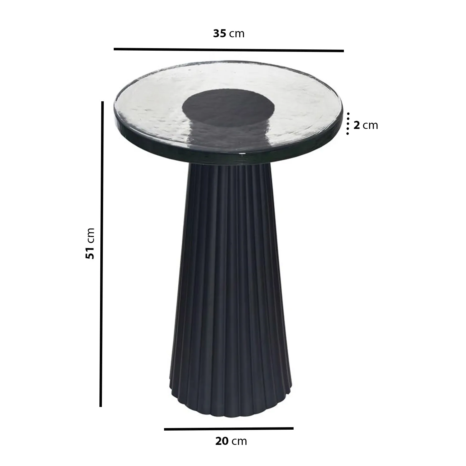 Round Side Table - Black, Cast Glass