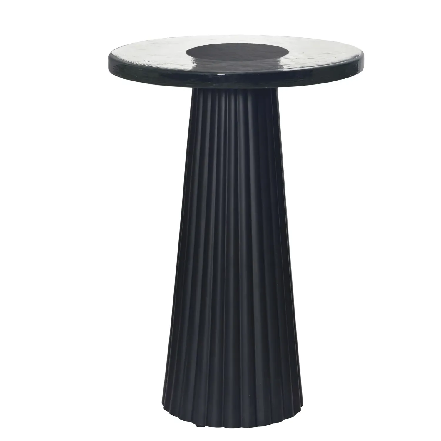 Round Side Table - Black, Cast Glass