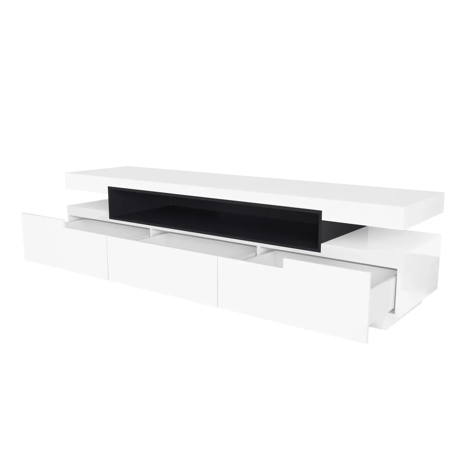 Large TV Stand with Storage - White, High Gloss