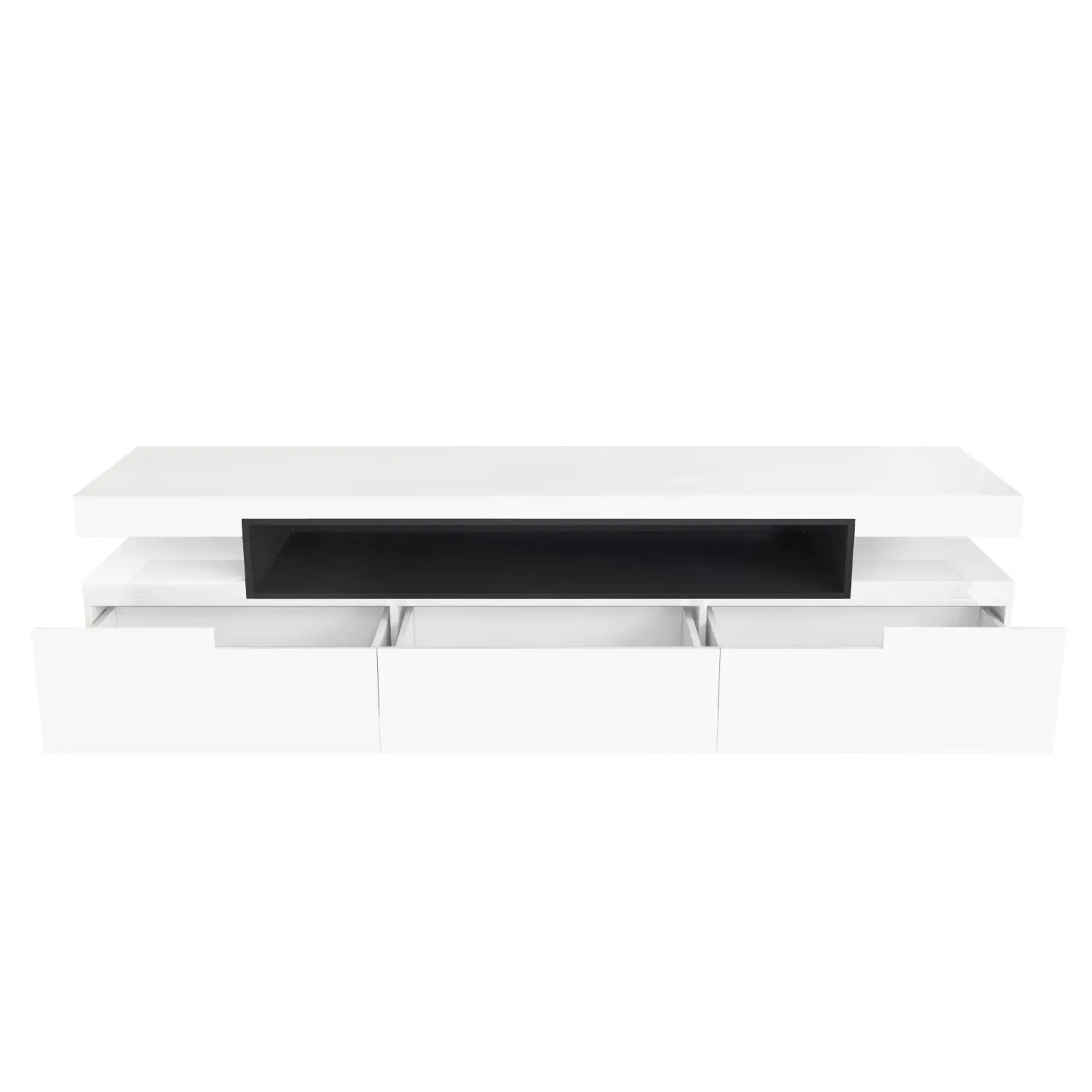 Large TV Stand with Storage - White, High Gloss