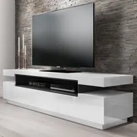 Large TV Stand with Storage - White, High Gloss