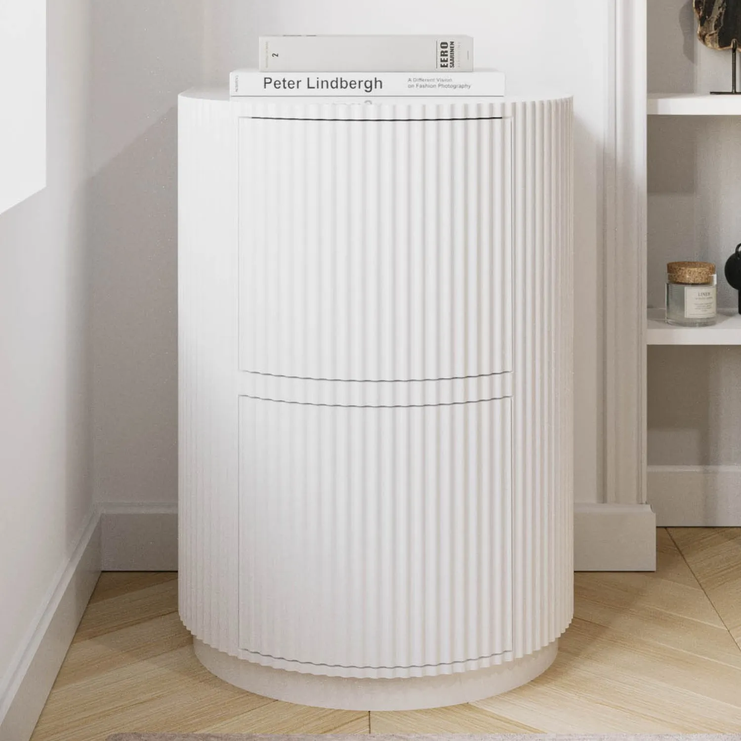 2-Drawer Filing Cabinet Ribbed - White, MDF image