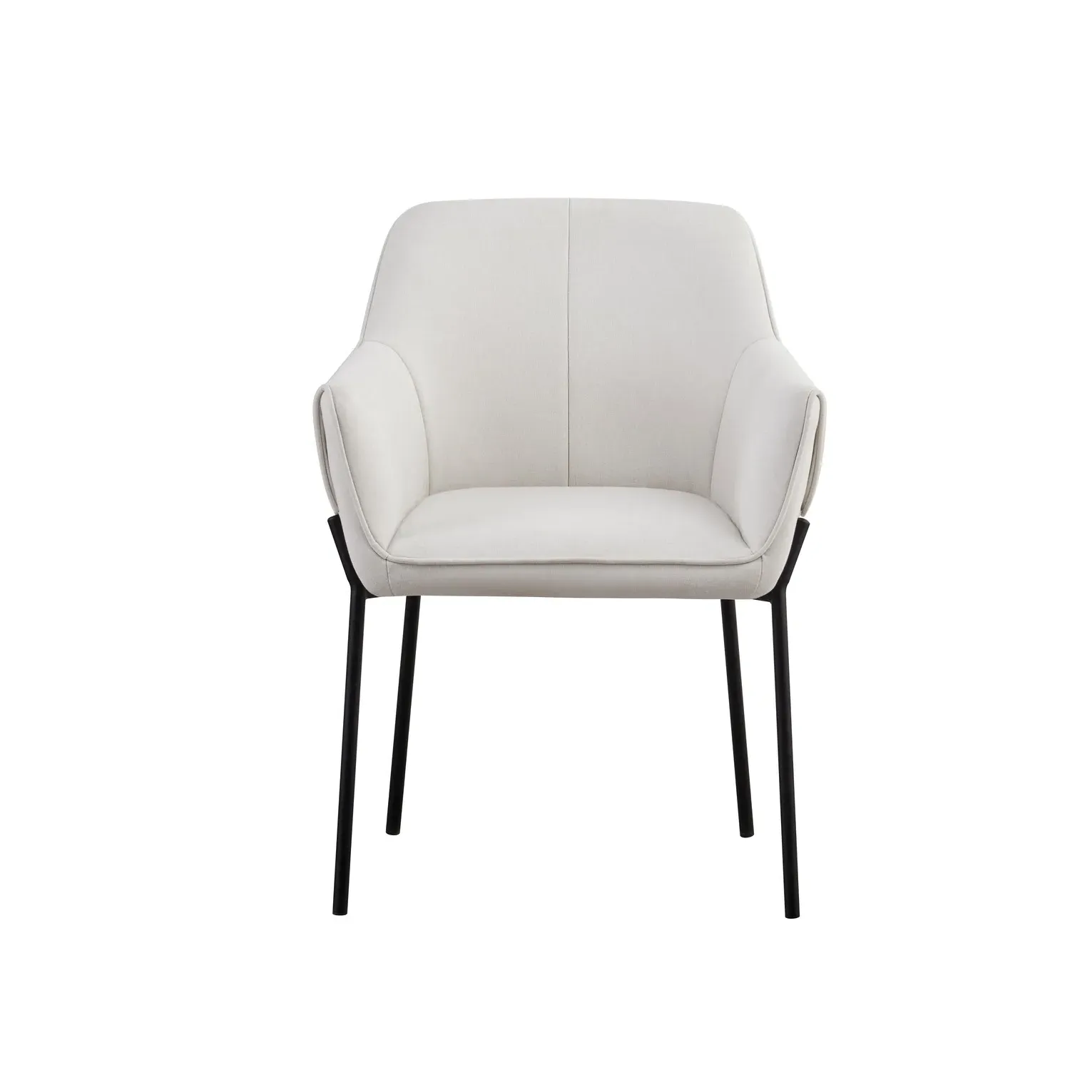 Set of 4 Dining Chairs with Arms - Cream, Fabric