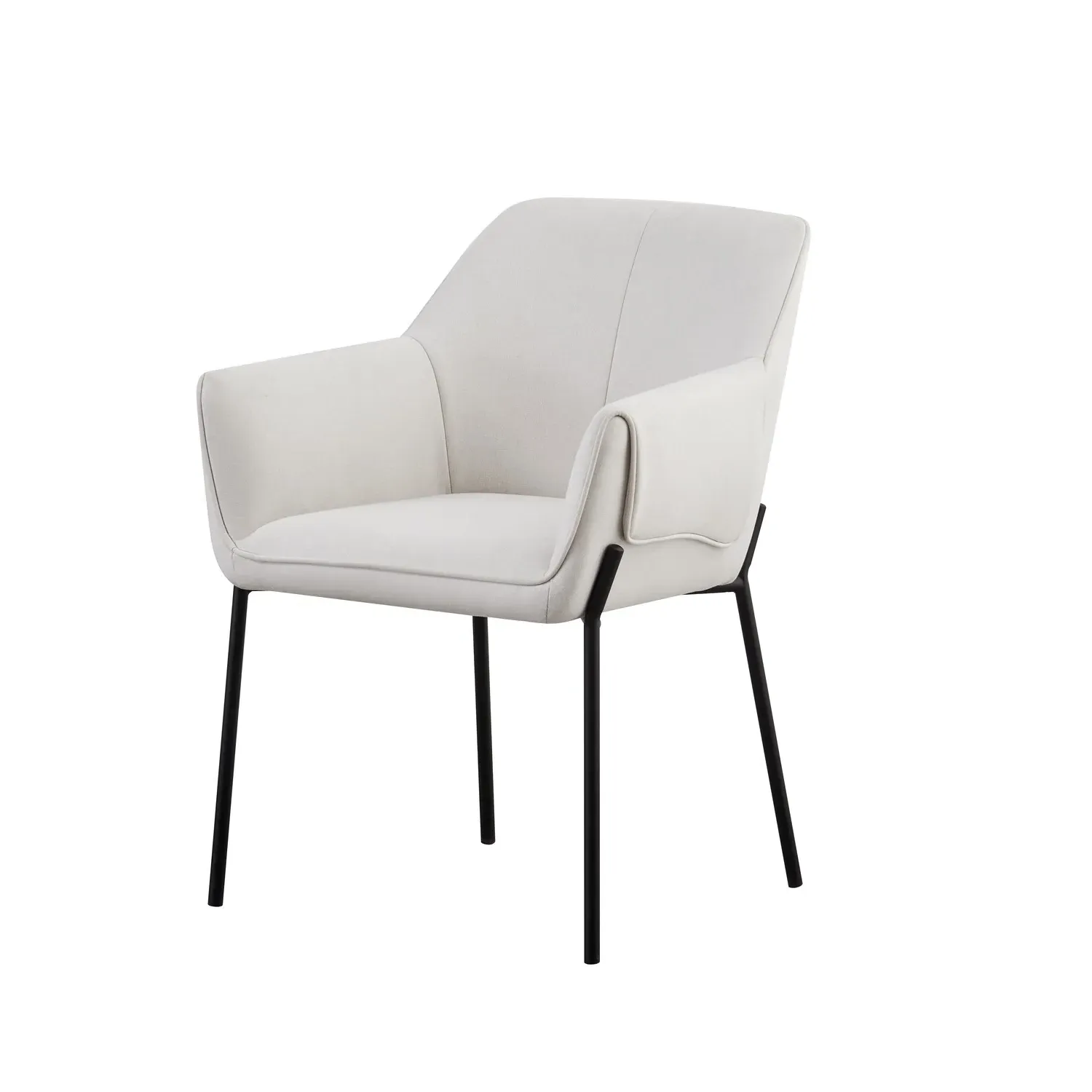 Set of 4 Dining Chairs with Arms - Cream, Fabric