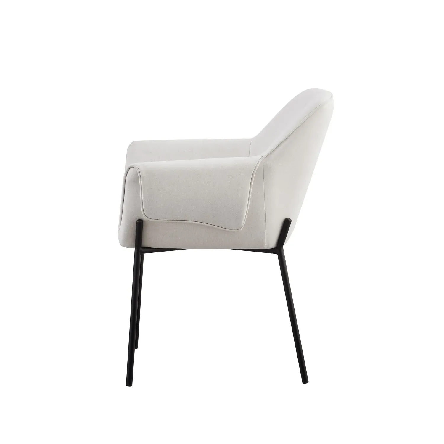 Set of 4 Dining Chairs with Arms - Cream, Fabric