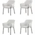 Set of 4 Dining Chairs with Arms - Cream, Fabric
