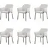 Set of 6 Dining Chairs with Arms - Cream, Fabric