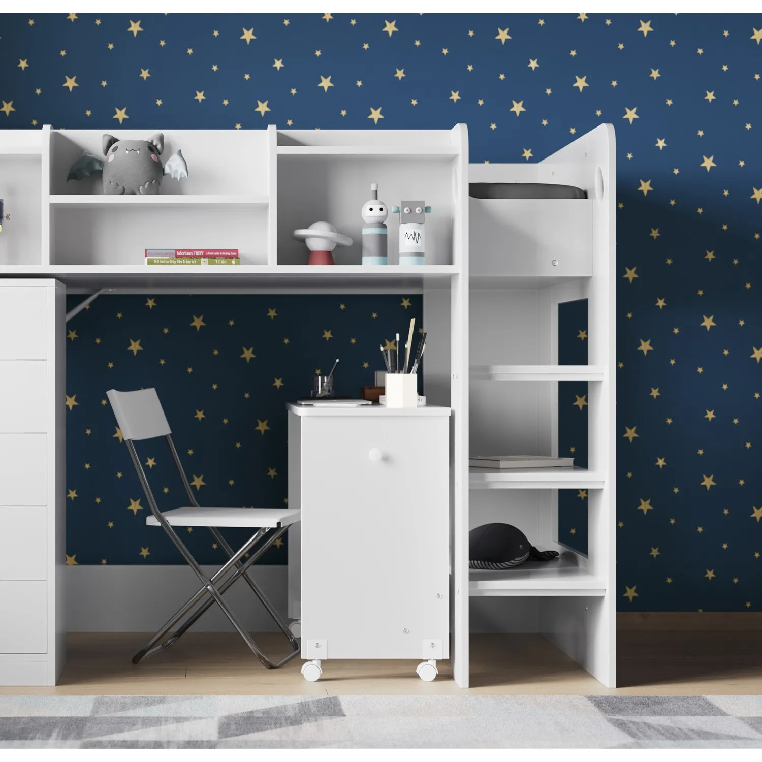 Junior High Sleeper with Desk - White