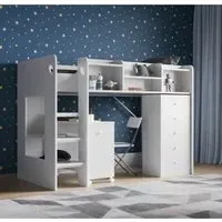 Junior High Sleeper with Desk - White