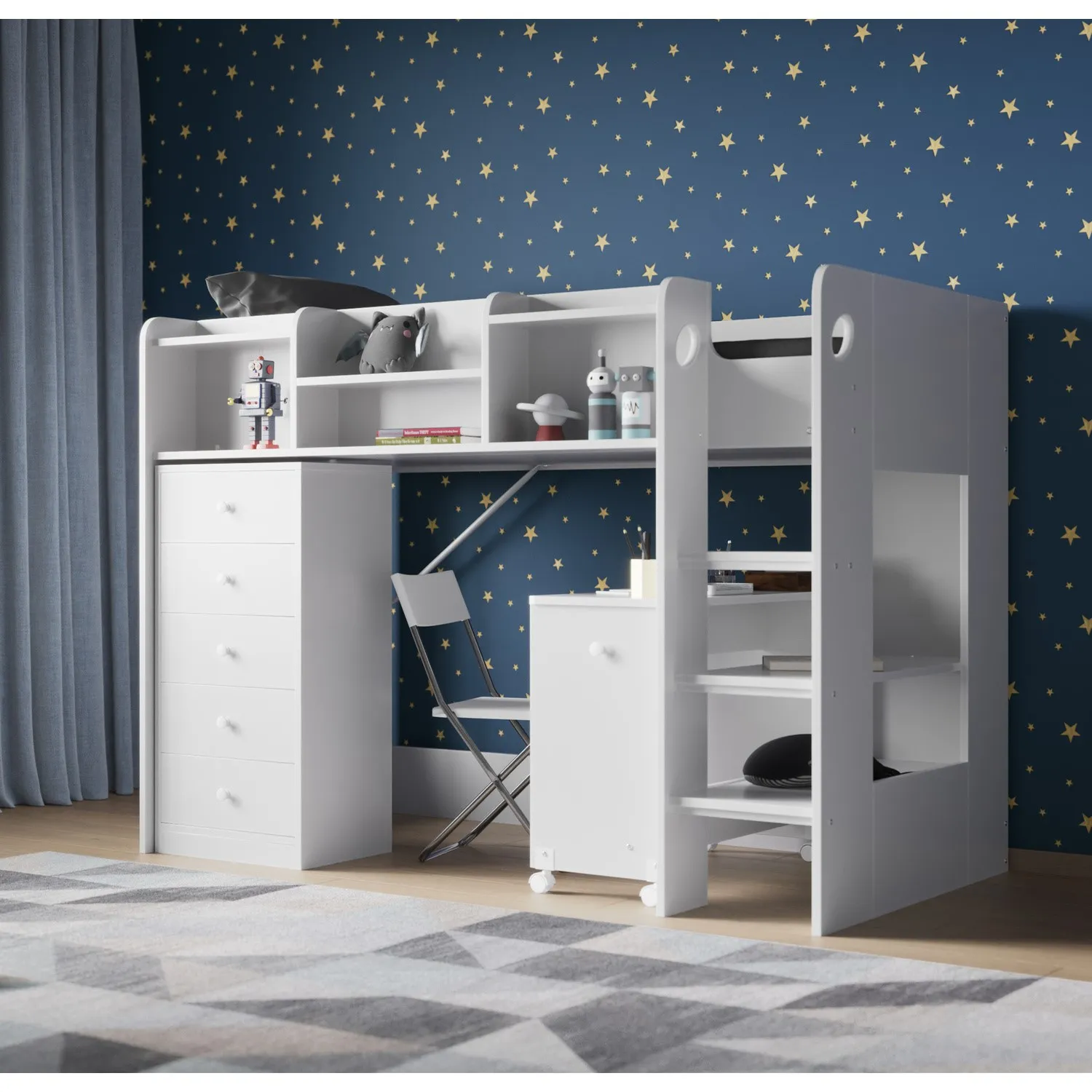Junior High Sleeper with Desk - White image