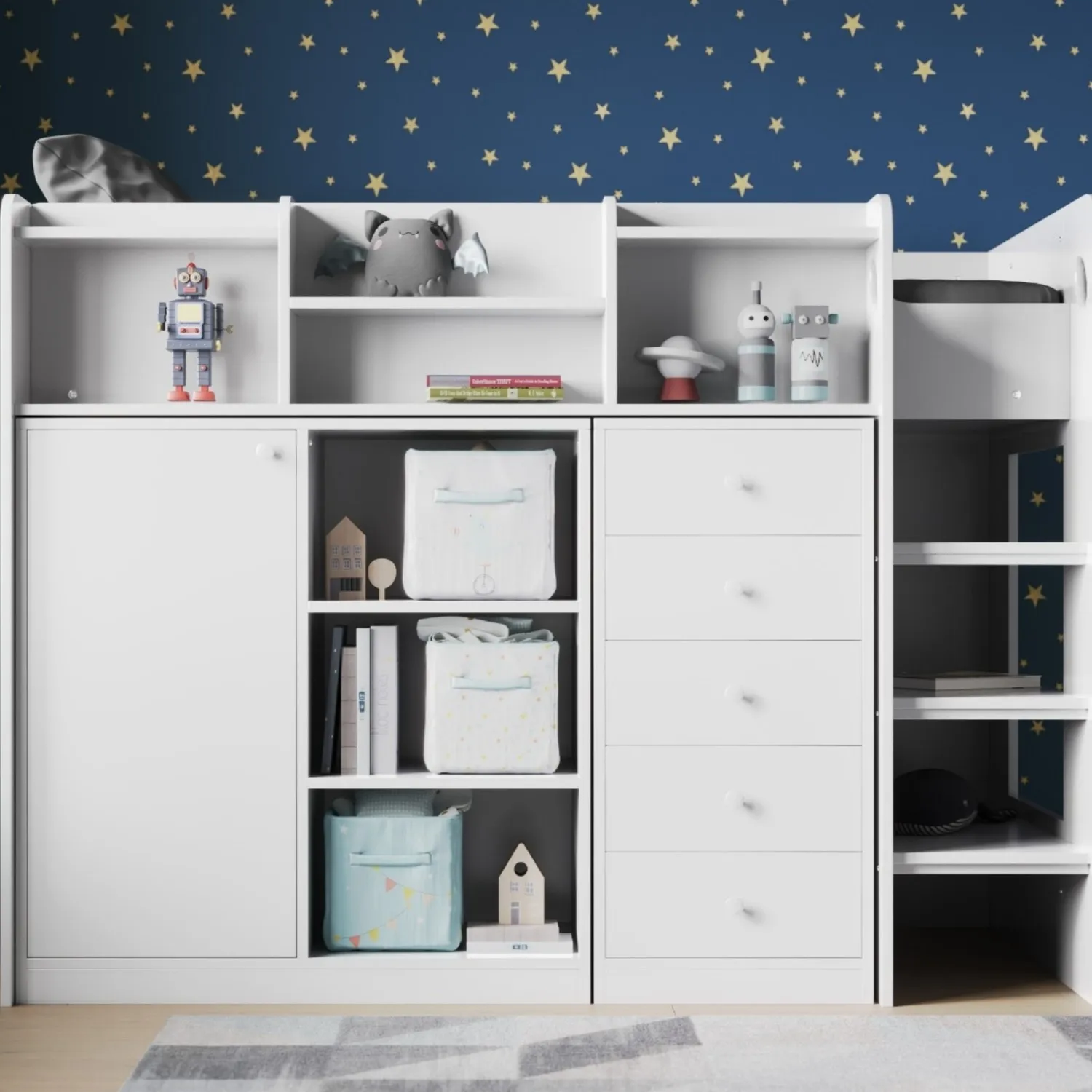 Junior High Sleeper with Wardrobe - White