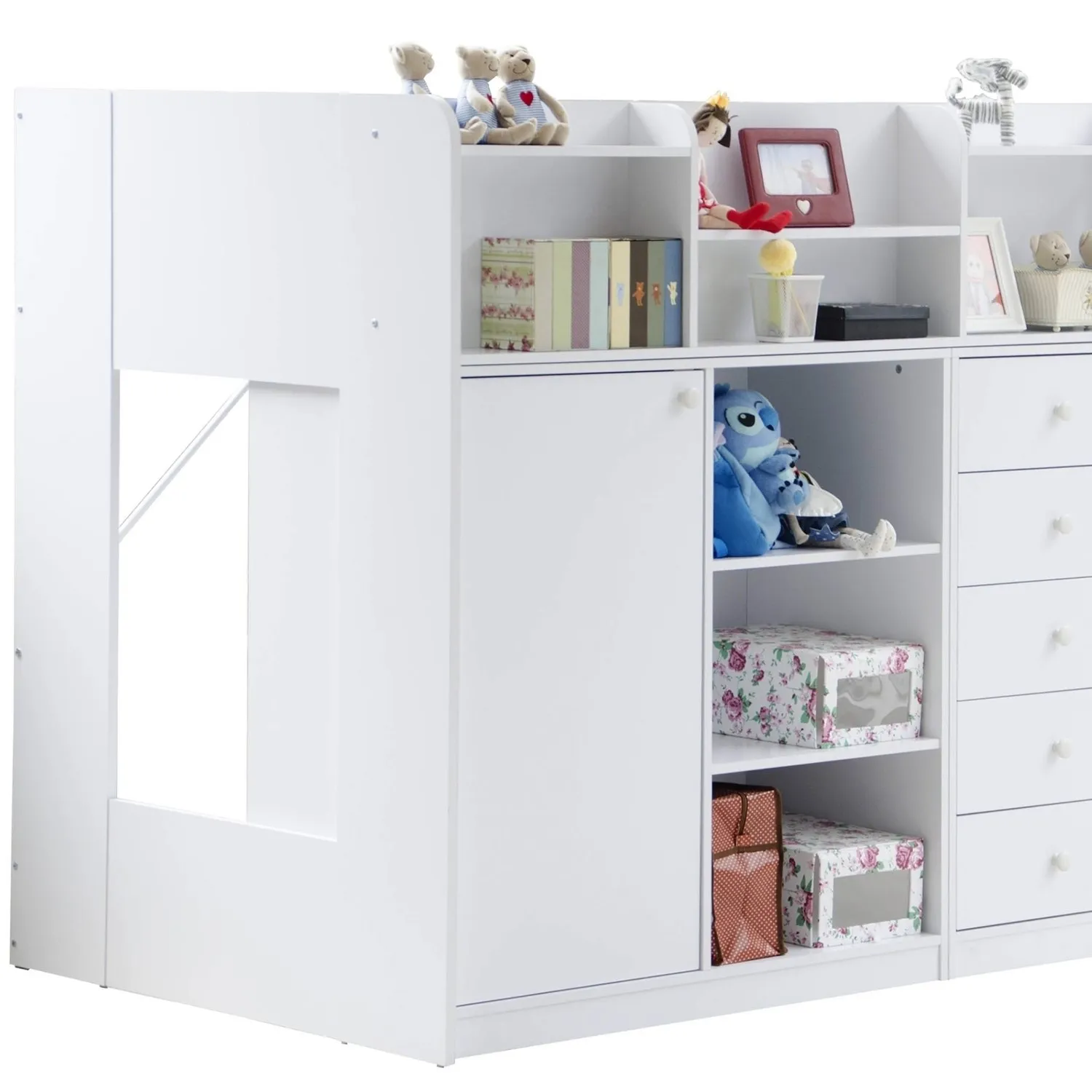 Junior High Sleeper with Wardrobe - White