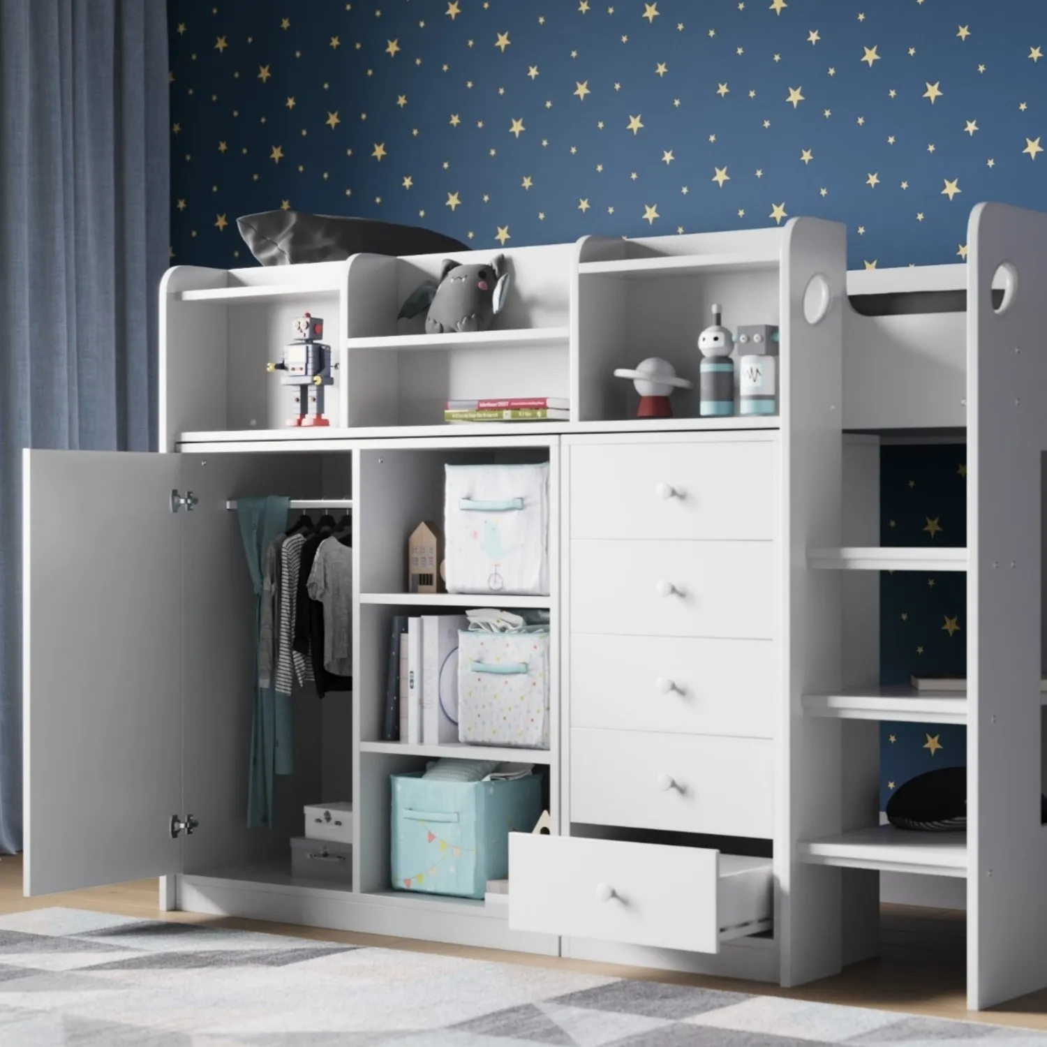 Junior High Sleeper with Wardrobe - White image