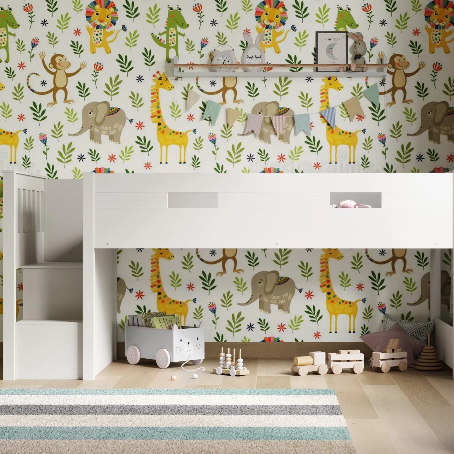 Mid Sleeper Cabin Bed with Storage - White