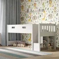 Mid Sleeper Cabin Bed with Storage - White