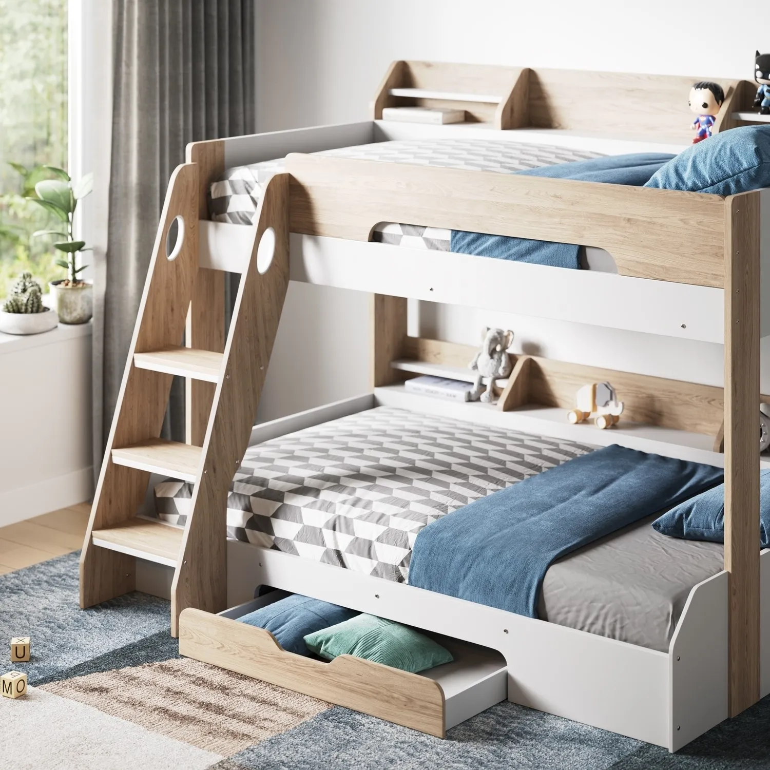 Triple Sleeper Bunk Bed with Storage - Brown, Wood