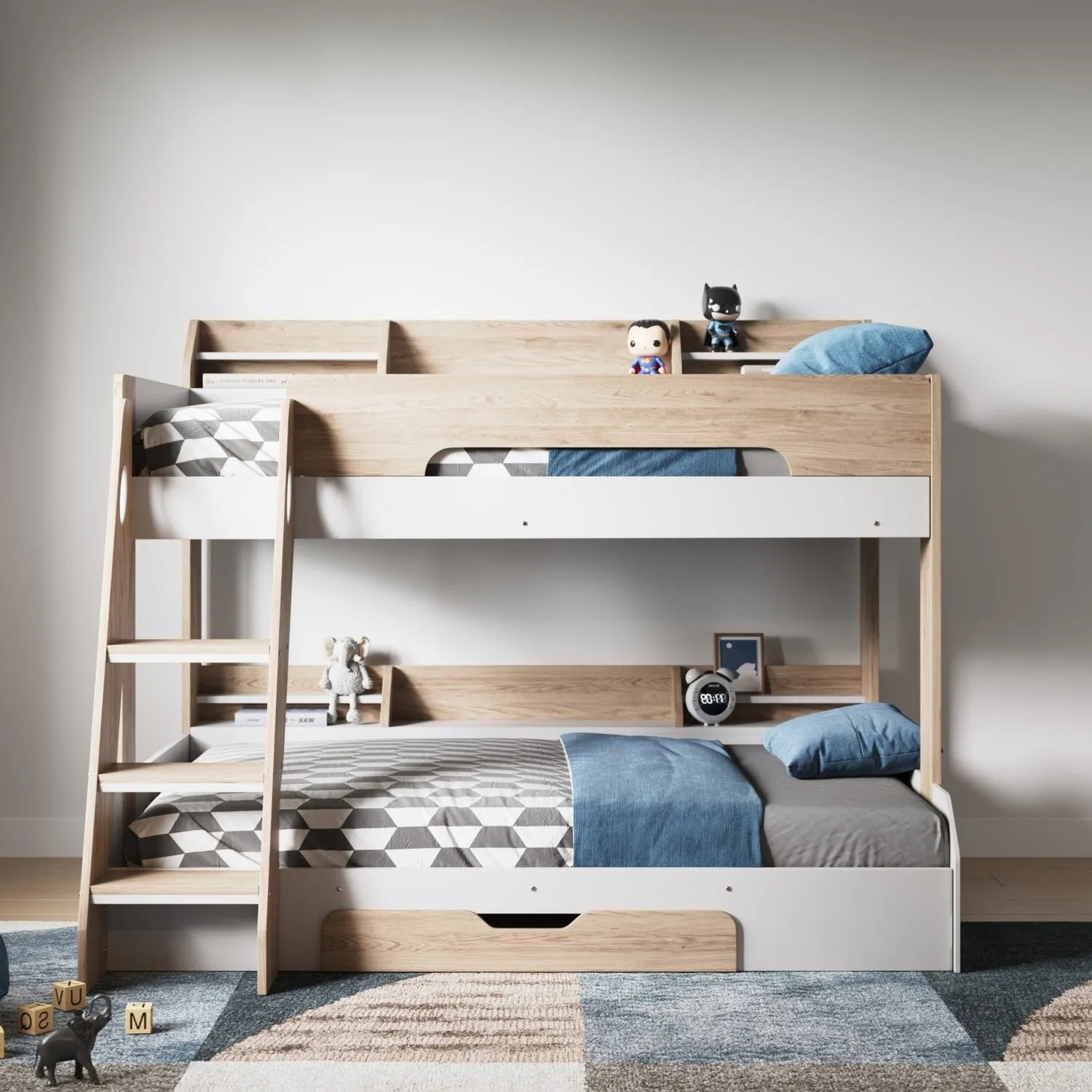 Triple Sleeper Bunk Bed with Storage - Brown, Wood image